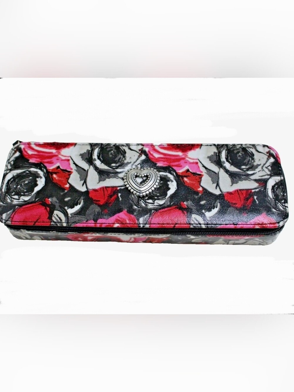 Brighton Madison Rose Floral Zippered Jewelry Box Travel Case EUC